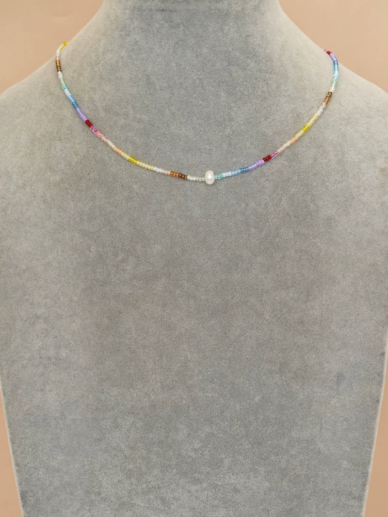 Fashion Bohemian Rainbow Color Necklace Water Drop Beads