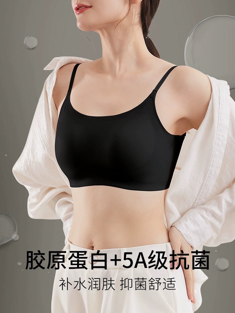 Beauty Back Underwear Women's Small Chest Gathered Summer Vest Type U-Shaped Seamless Backless Bra Outer Wear Invisible Tube Top Wrapped Chest