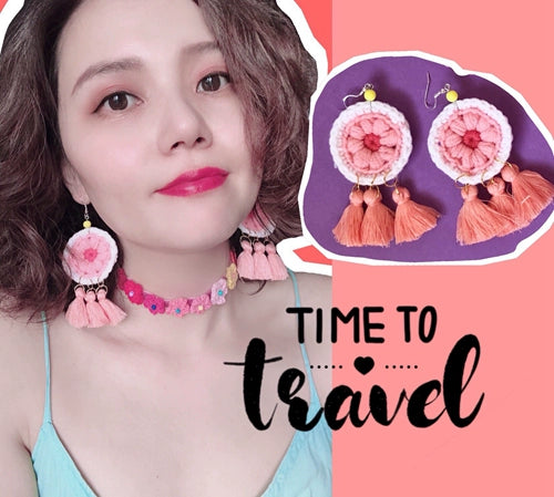 Instagram Handmade Tassel Earrings Holiday Thai Cherry Blossom