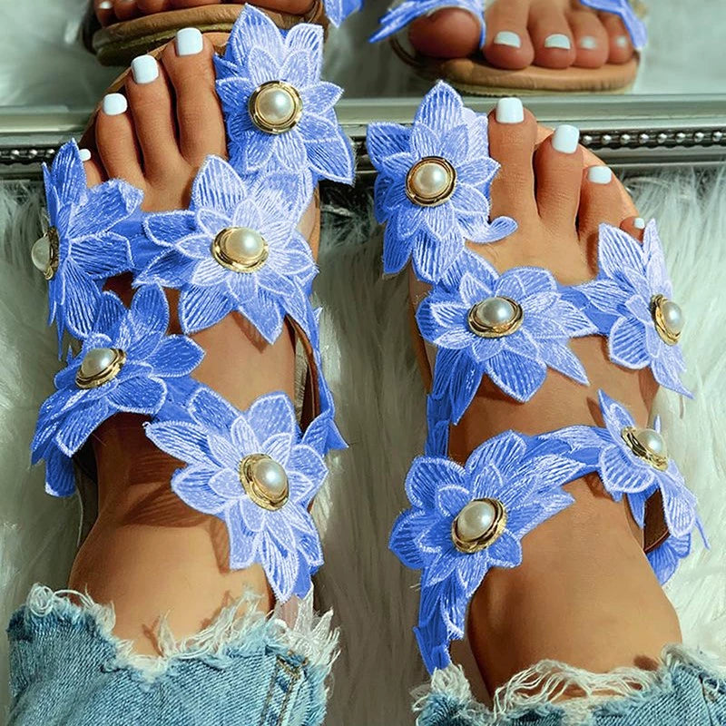 Women Shoes Sandals Boho 23 Summer White Floral Beach