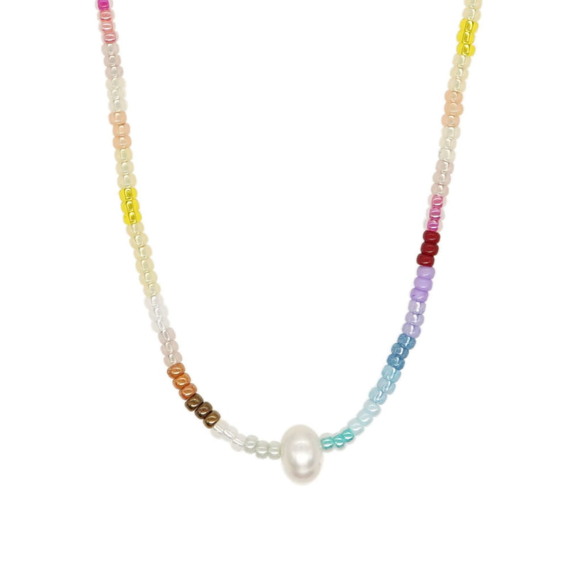 Fashion Bohemian Rainbow Color Necklace Water Drop Beads