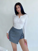 European and American Style Slim Fit High Slit Anti-Exposure Skirt