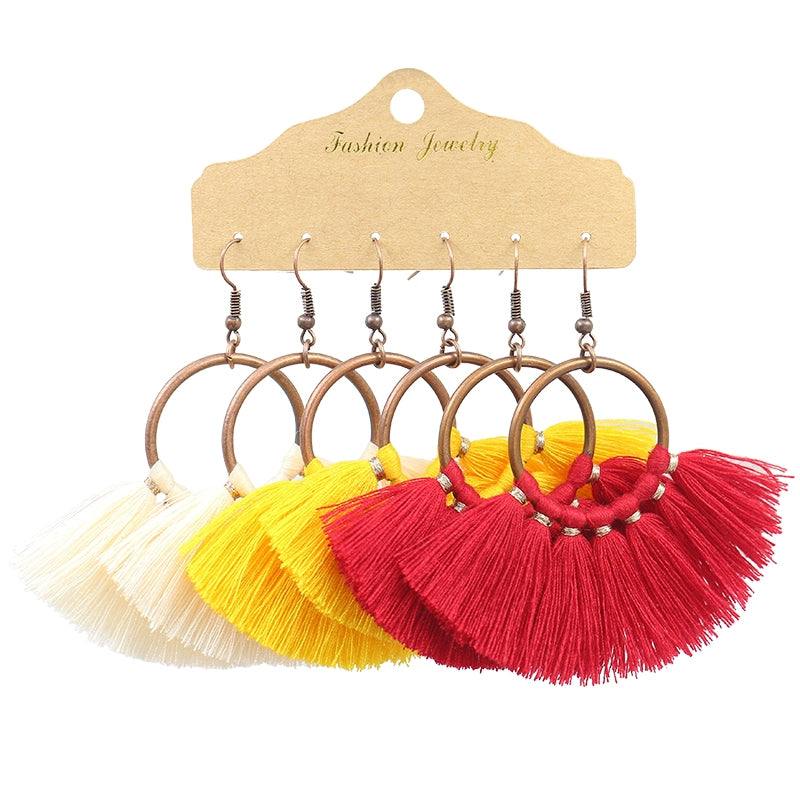 Set Combination Elegant Super Fairy Retro Tassel Female Earrings