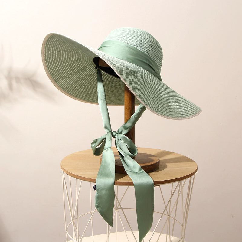 Sun Hat Summer All-Match Beach Women Strap Wide Brim Hat