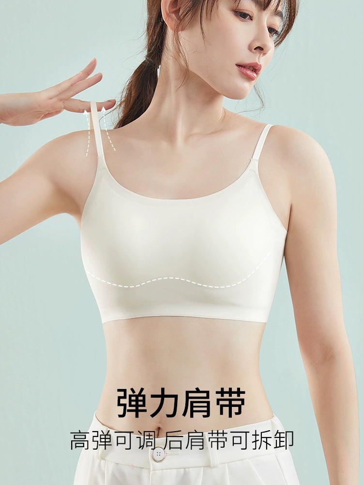 Beauty Back Underwear Women's Small Chest Gathered Summer Vest Type U-Shaped Seamless Backless Bra Outer Wear Invisible Tube Top Wrapped Chest