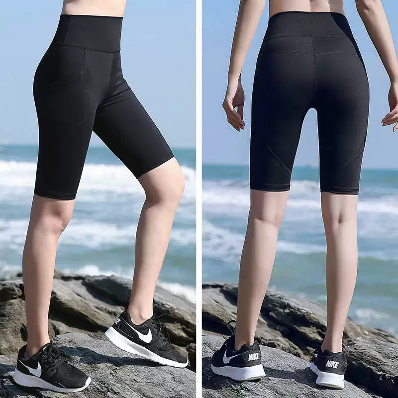 Chubby Girl Fitness Shorts Women's Summer Quick-Drying Plus Size Running Workout Pants 100.00kg Stretch Skinny Yoga Pants Middle Pants