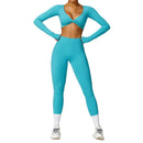2024 Brushed Long Sleeve Yoga Suit Sexy Outerwear Tight Sports Suit Quick-Drying Running Fitness Clothes Two-piece Set