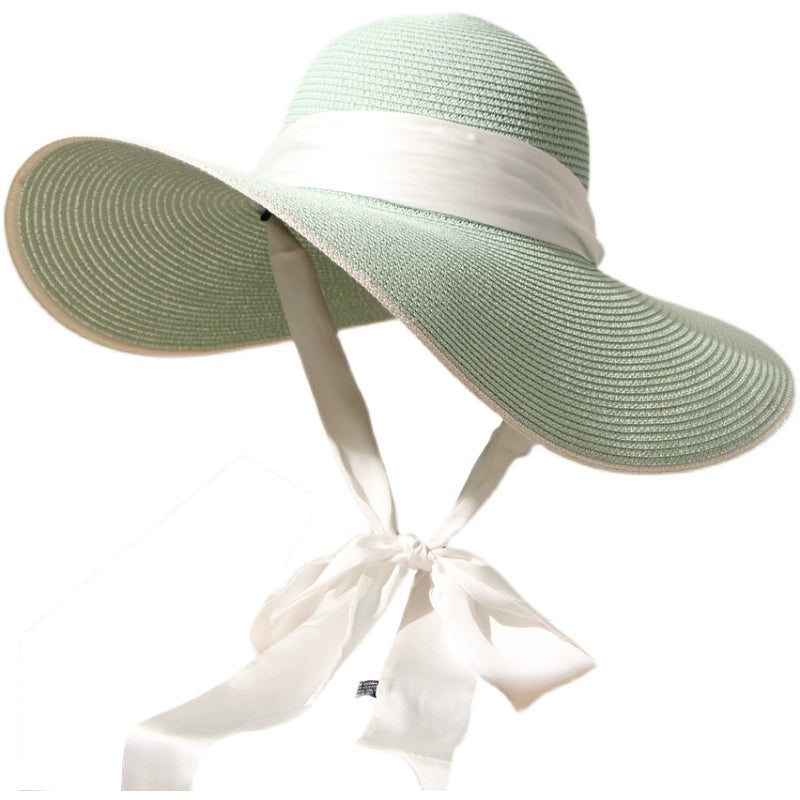 Sun Hat Summer All-Match Beach Women Strap Wide Brim Hat