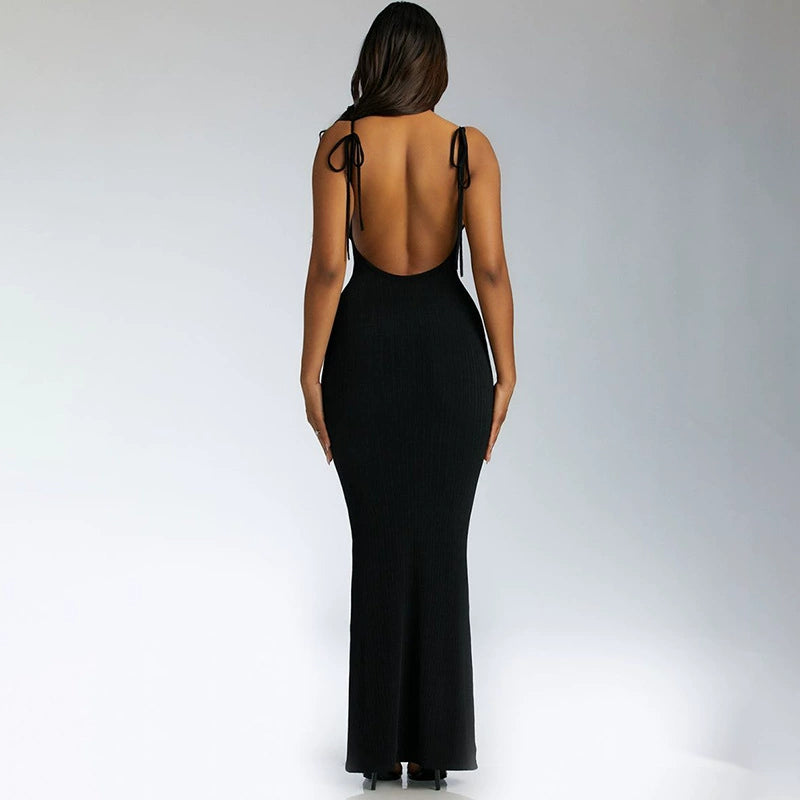 Ahagaga Bare Back Slim-Fit Hot Girl Slip Dress