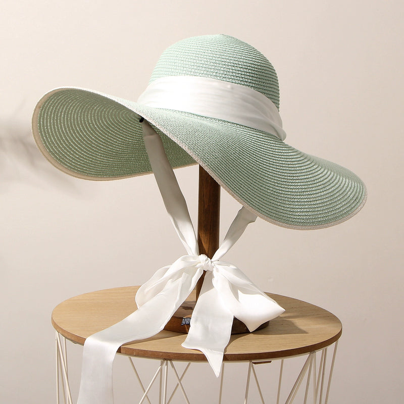 Sun Hat Summer All-Match Beach Women Strap Wide Brim Hat