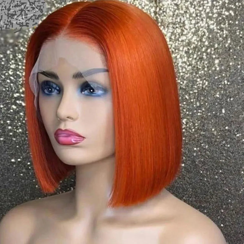 Ginger Short Bob Lace Front Wigs 100% Human Hair