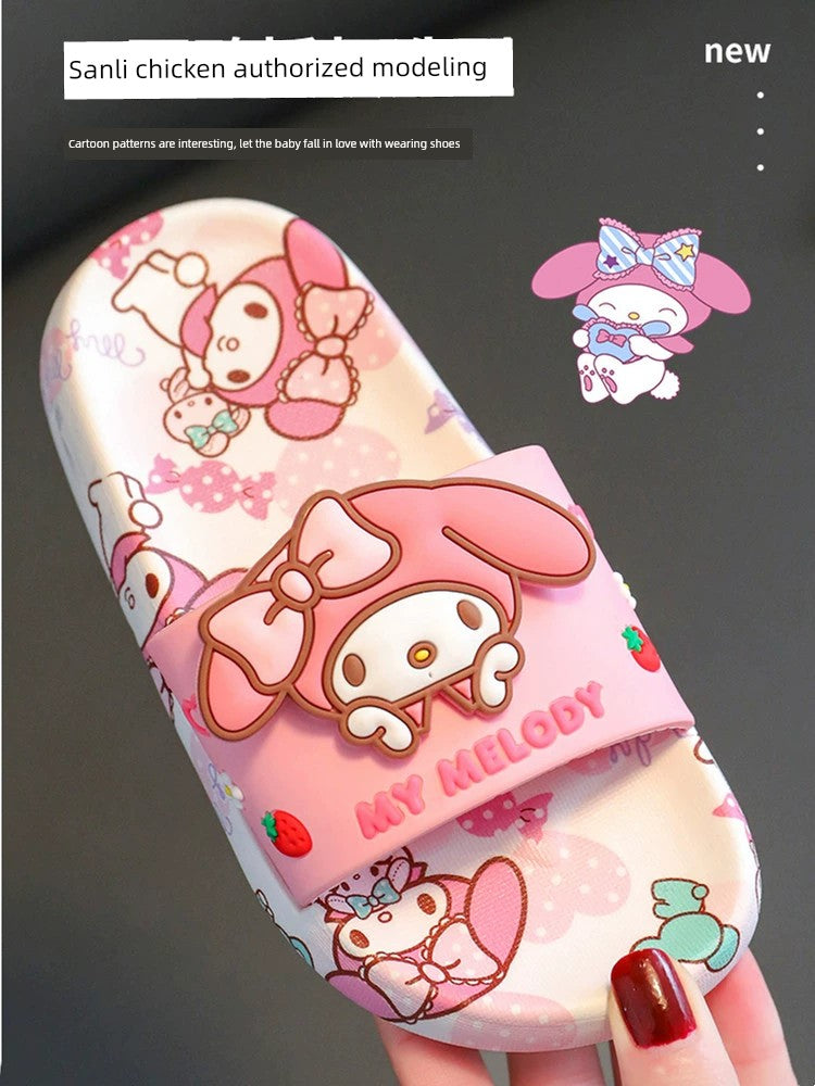 Sanrio Joint Name Clow M Children's Slippers Girls Summer Cartoon Cute Soft Bottom Non Slip Baby Girl Sandals