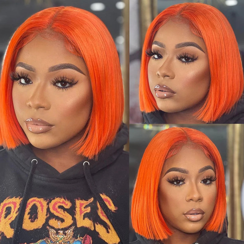 Ginger Short Bob Lace Front Wigs 100% Human Hair