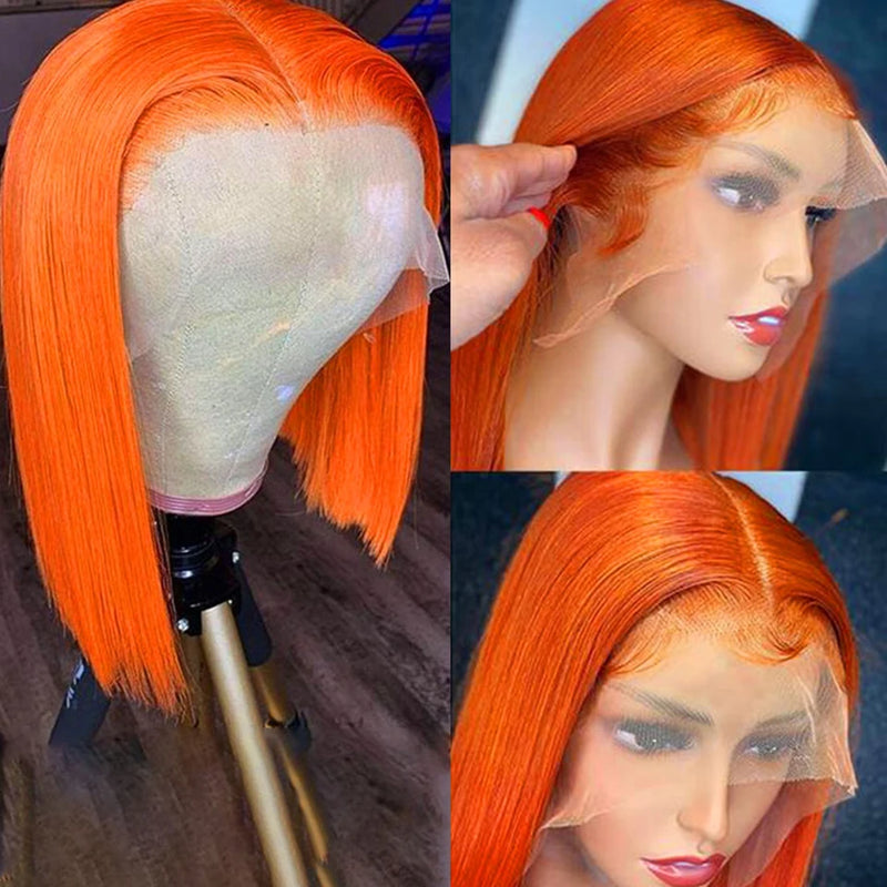 Ginger Short Bob Lace Front Wigs 100% Human Hair