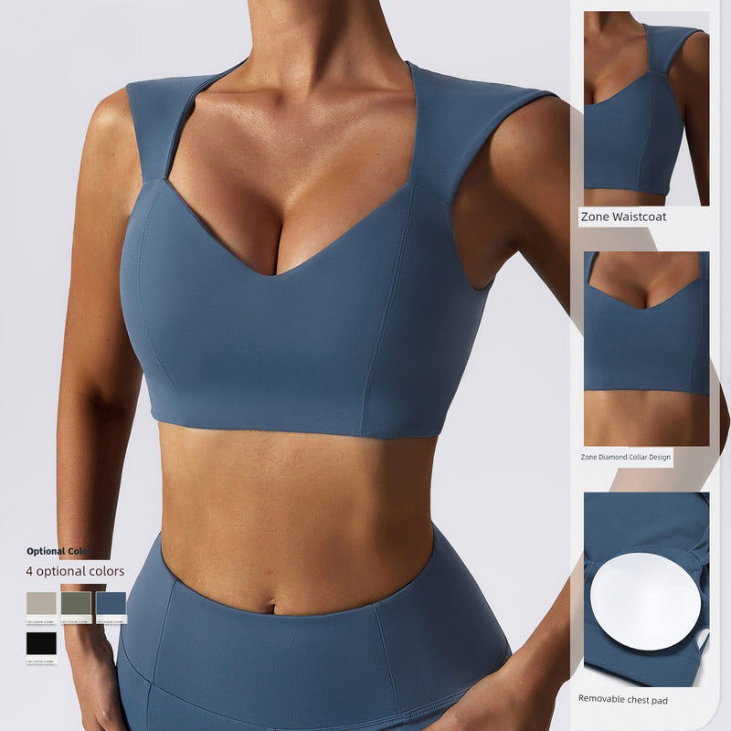 Fashion Summer Nude Feel Yoga Clothes Vest Outer Wear Running Tight Fitness Top Quick-Drying Sports Vest with Chest Pad