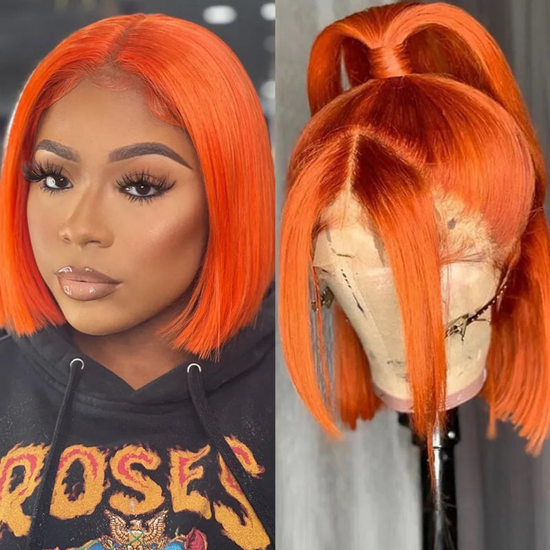 Ginger Short Bob Lace Front Wigs 100% Human Hair