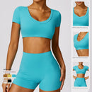 2024 Brushed Long Sleeve Yoga Suit Sexy Outerwear Tight Sports Suit Quick-Drying Running Fitness Clothes Two-piece Set