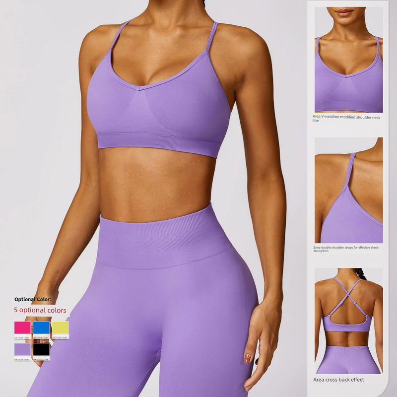 Fashion Seamless Beauty Back Yoga Bra Quick-Drying Tight Sports Underwear Outdoor All-Matching Workout Clothes for Women with Chest Pad